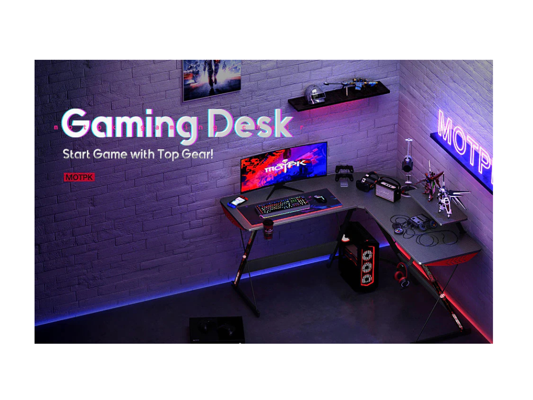 GAMEON L-Shaped Slayer I Gaming Desk with Accessories GAMEON L-Shaped Slayer I Gaming Desk with Accessories